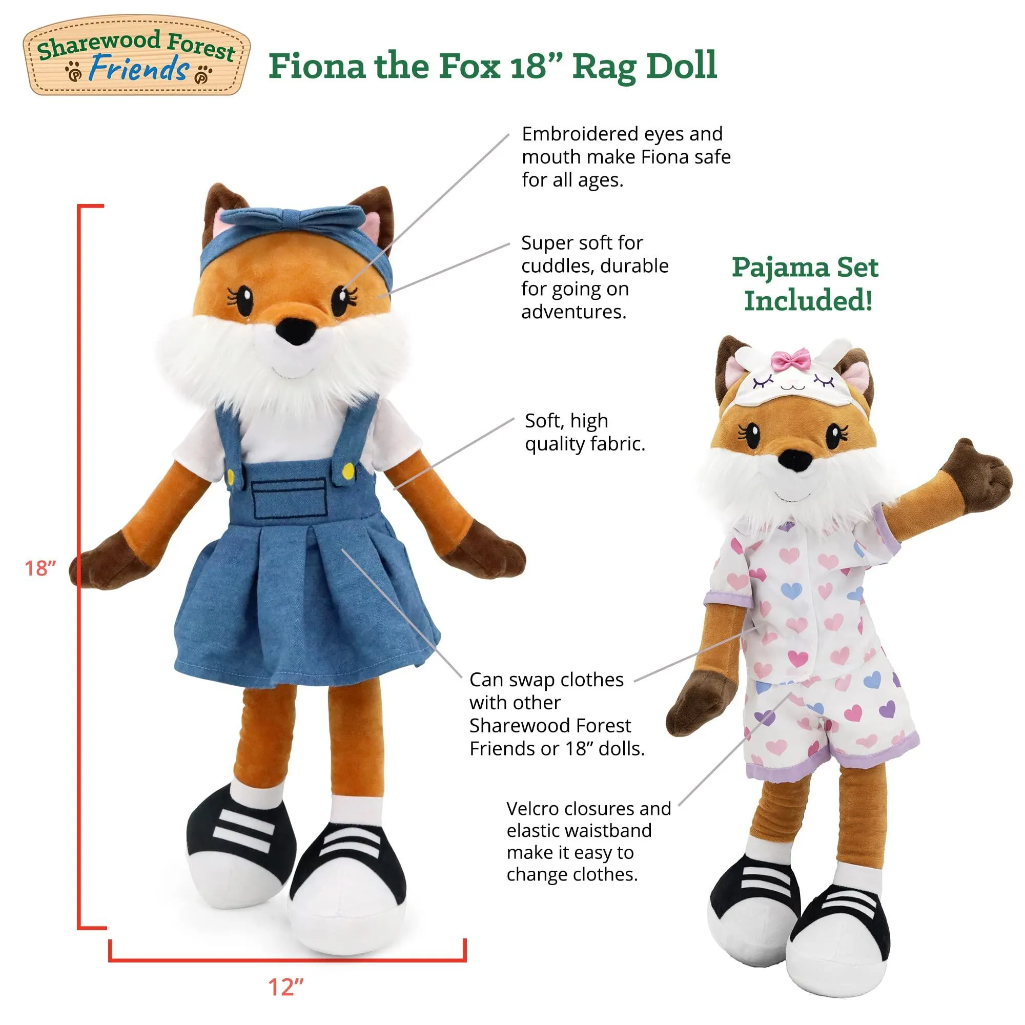 Sharewood Forest Friends 18 Inch Rag Doll Fiona the Fox