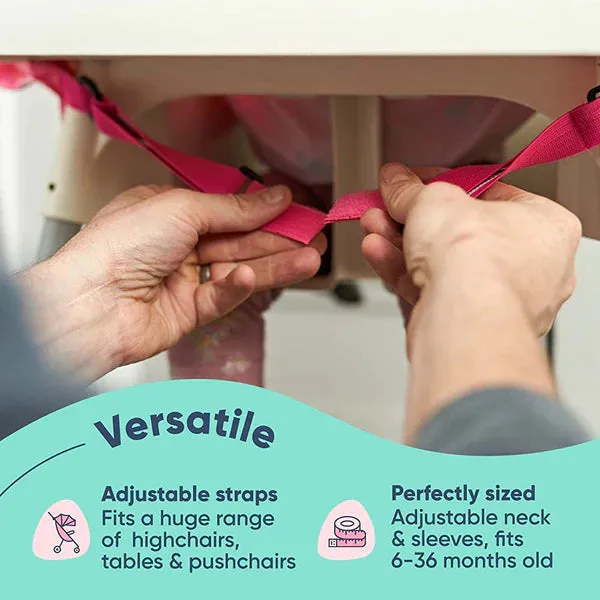Short-sleeve Coverall Weaning Bib   Attachable Weaning Cutlery Set Teddy Bear Pink