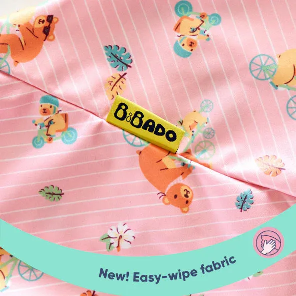 Short-sleeve Coverall Weaning Bib   Attachable Weaning Cutlery Set Teddy Bear Pink