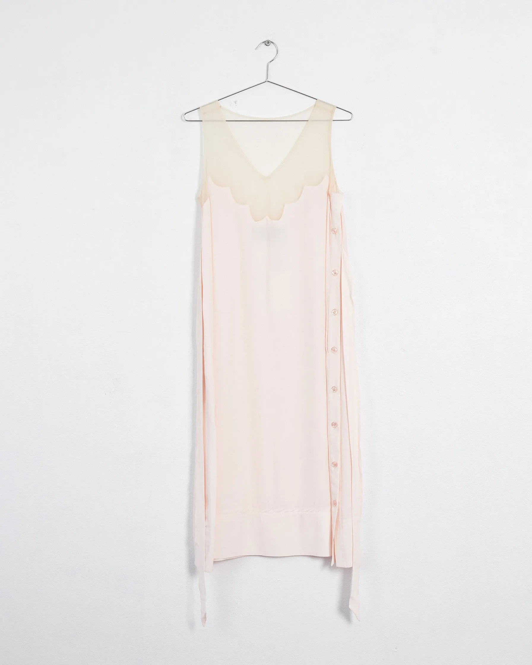 Simone Rocha fall '22 slipdress with tulle neckline, pale pink, 6