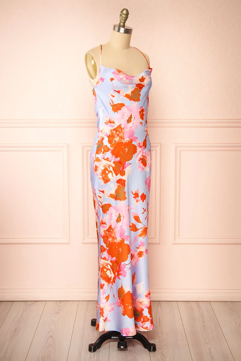 Tessie | Cowl Neck Satin Slip Maxi Dress