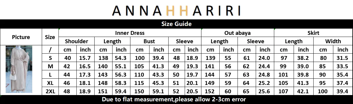 Trinia linen natural fabric 3 piece set with inner slip dress, apron and open front abaya in black