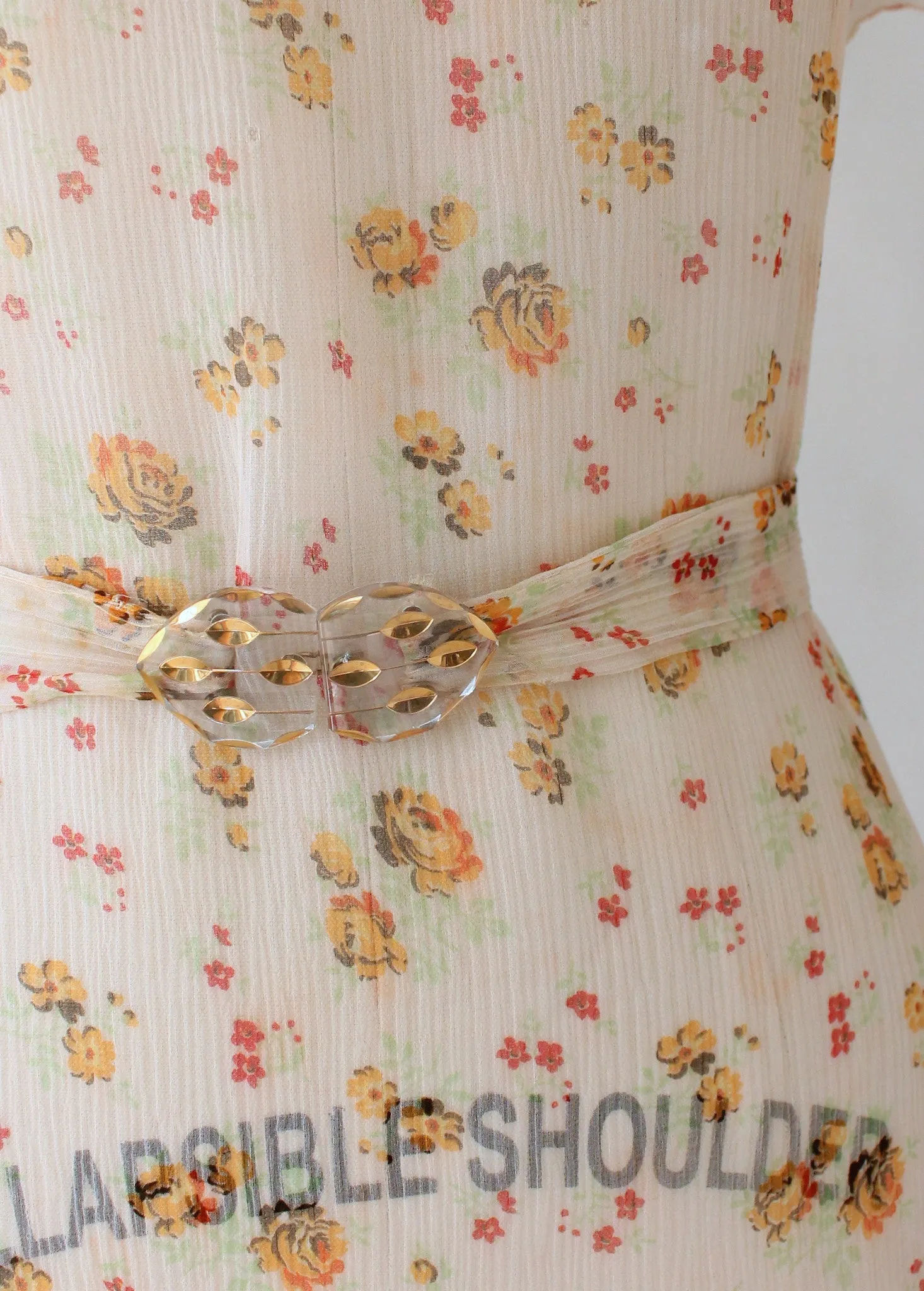 Vintage 1930s Floral Crepe Ruffled Lawn Party Dress