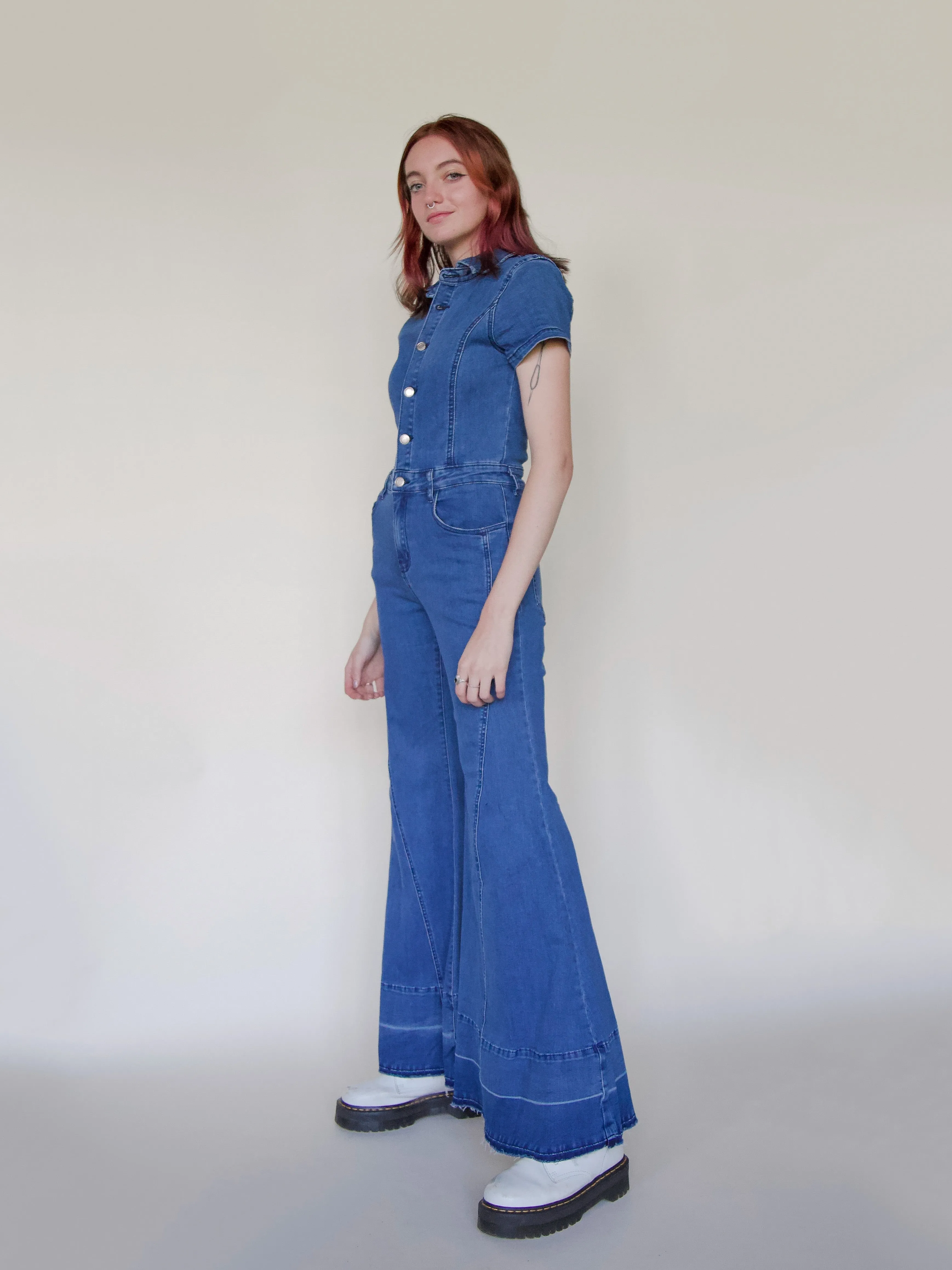 Wide Leg Denim Jumpsuit